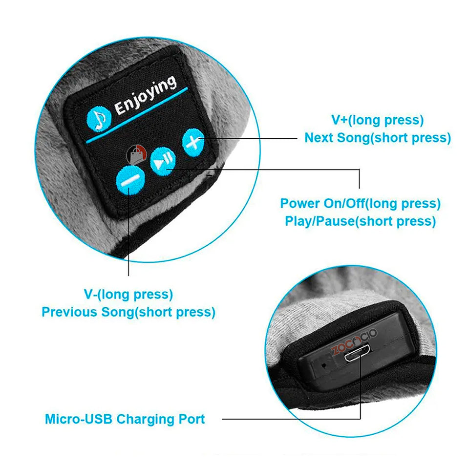 TAPA OJOS PARA DORMIR RELAJANTE CON BLUETOOTH