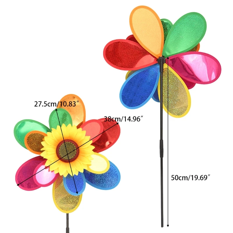 Girasol molino de viento para jardines (3 Girasoles)