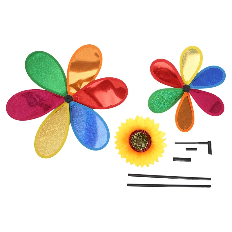 Girasol molino de viento para jardines (3 Girasoles)