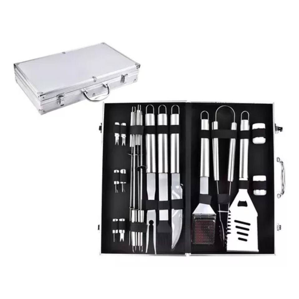 🔥 SET PARRILLERO BBQ DE 18 PIEZAS CON MALETÍN