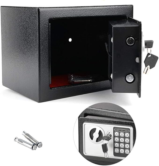 🔐 CAJA FUERTE DIGITAL COMPACTA CON CONTRASEÑA Y LLAVES DE EMERGENCIA