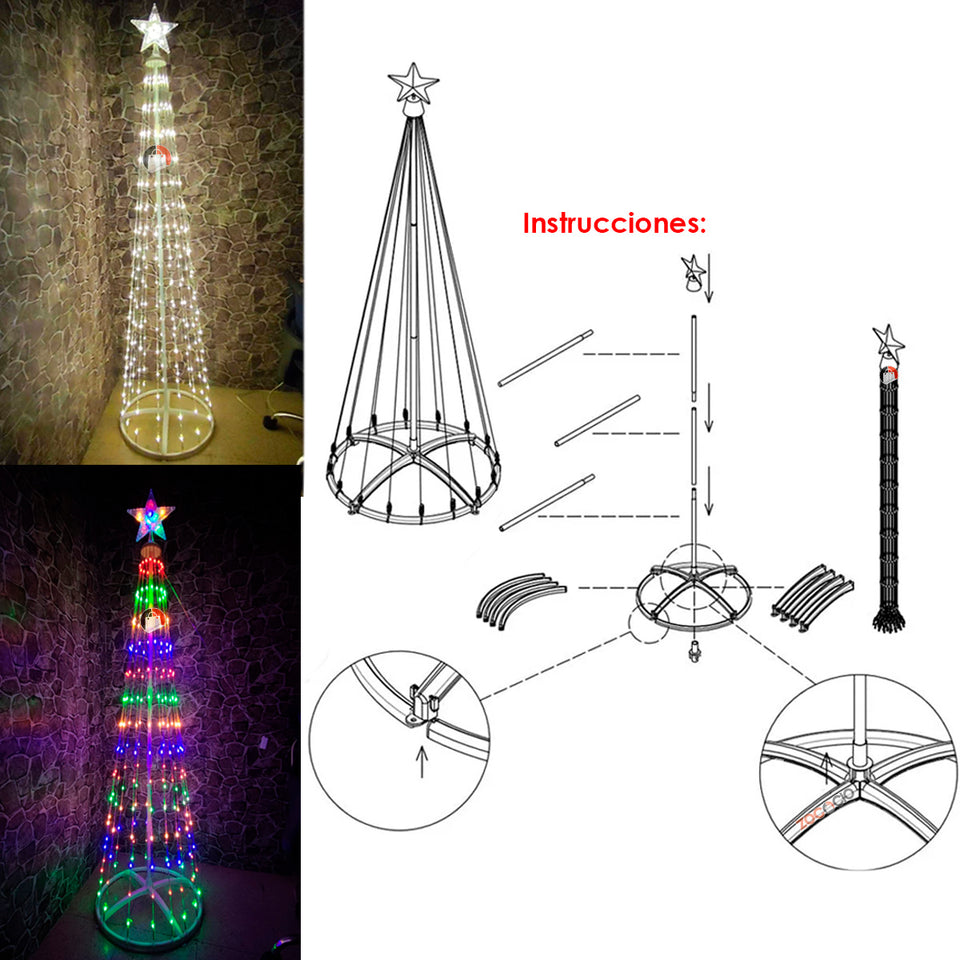 ARBOL CONO LUCES LED