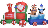 Inflable Navideño Papa Noel en Tren con Luces LED – 2.2 Metros de Magia y Alegría