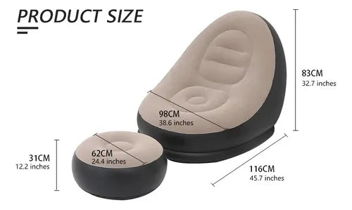 🛋️✨ SILLÓN INFLABLE RECLINABLE CON POSAPIÉS
