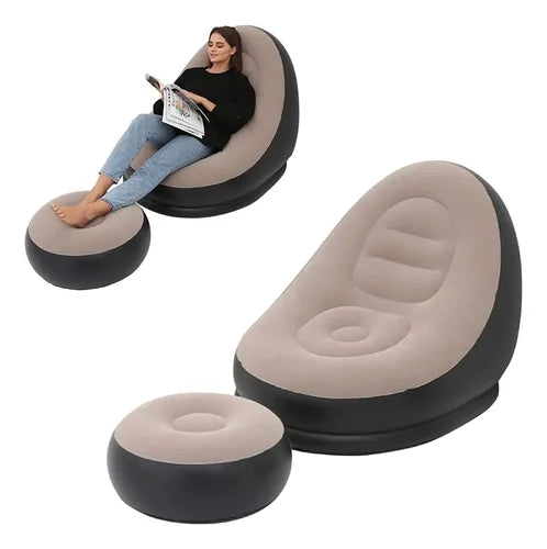 🛋️✨ SILLÓN INFLABLE RECLINABLE CON POSAPIÉS