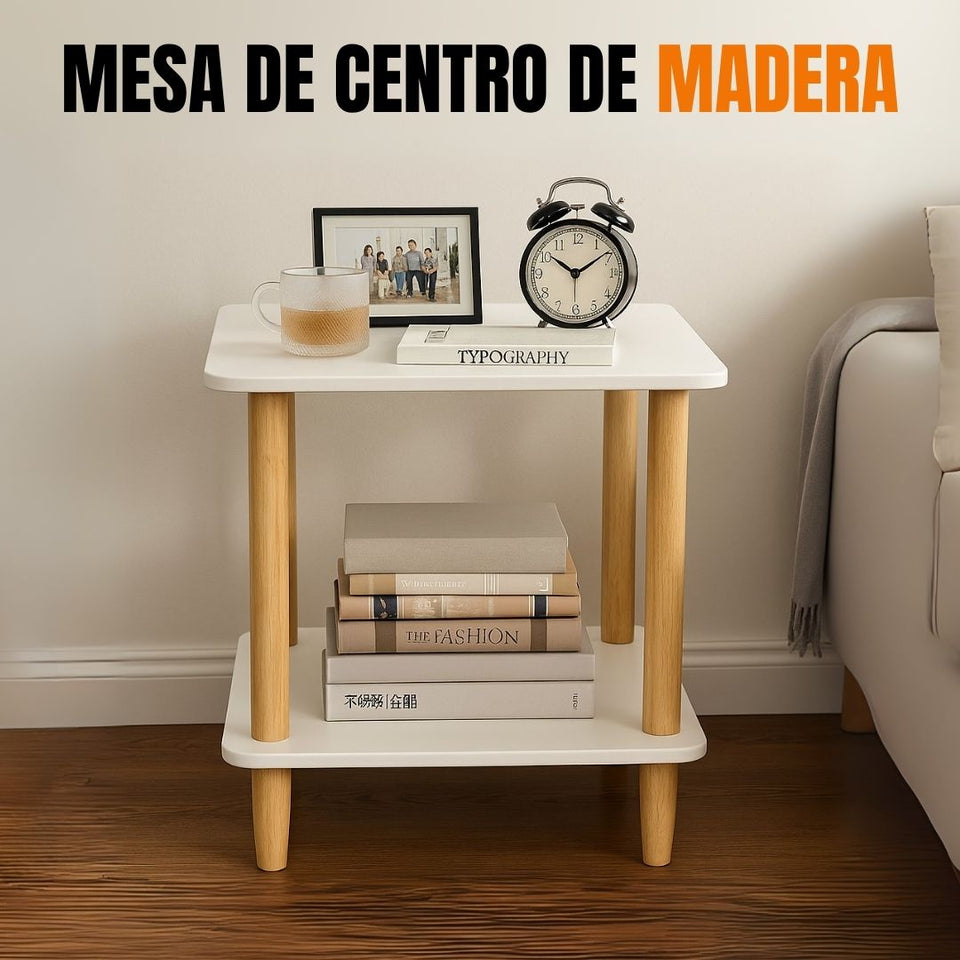 Mesa de Centro de Madera de Doble Nivel