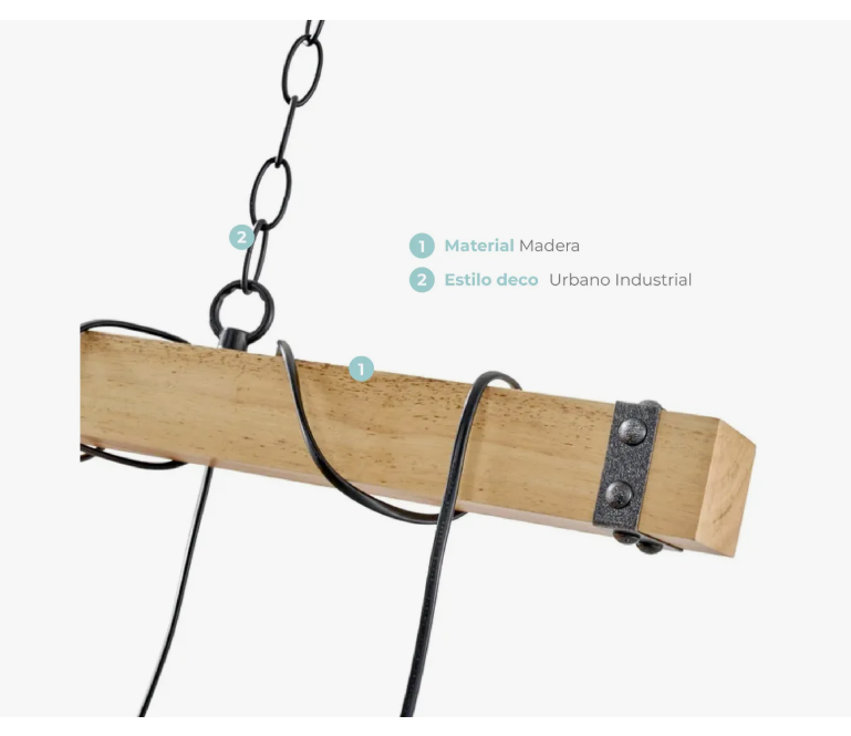 Lámpara Colgante Nórdica de Madera – 4 Luces LED