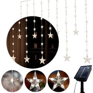 Cortina de Estrellas Navideñas con Energía Solar – 3 m x 90 cm