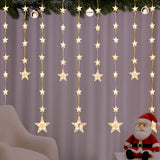 Cortina de Estrellas Navideñas con Energía Solar – 3 m x 90 cm