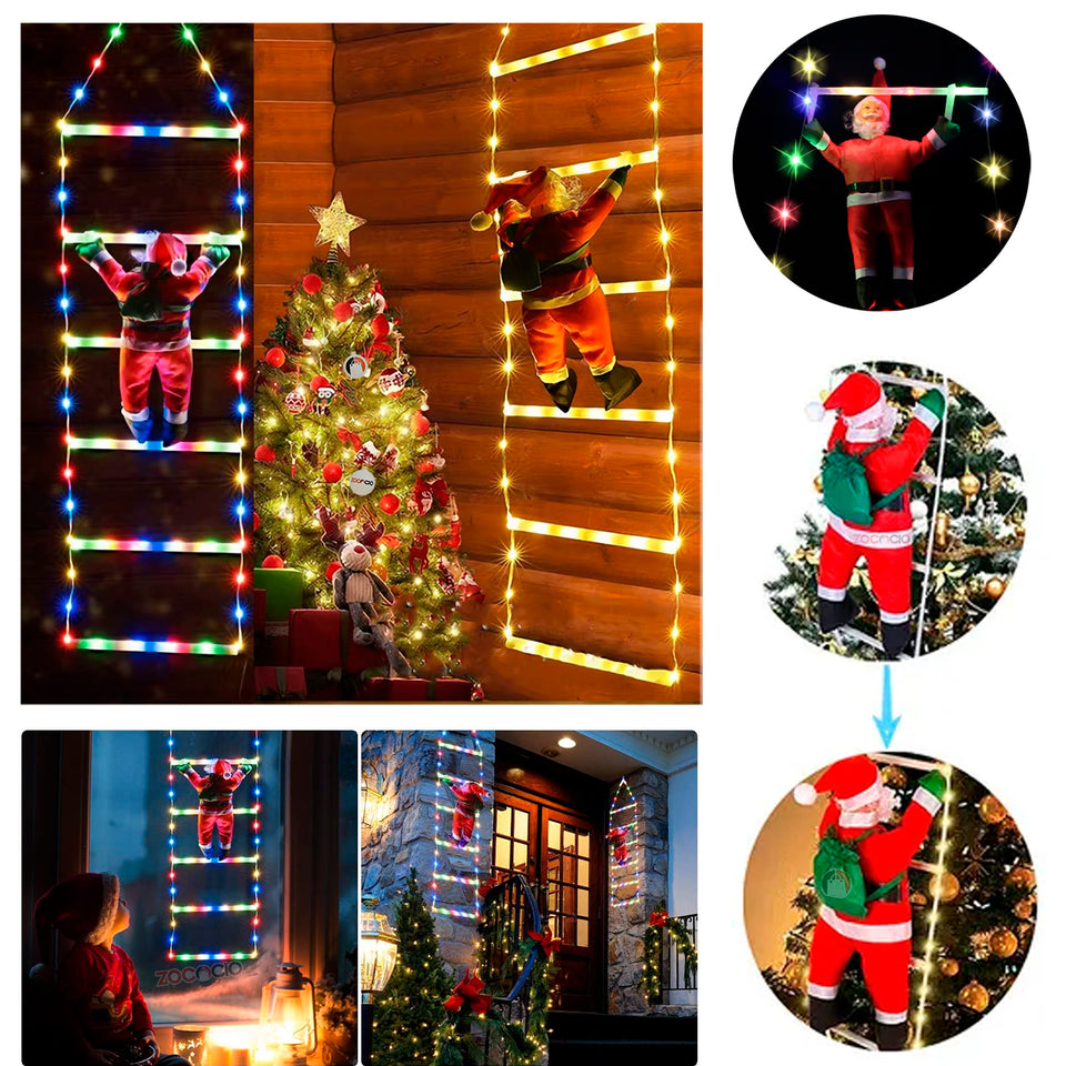 PAPA NOEL CON ESCALERA LUCES