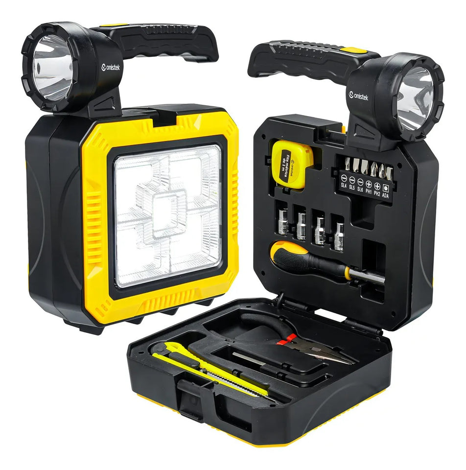 Linterna Multifuncional 3 en 1 con Lámpara Solar y Kit de Herramientas