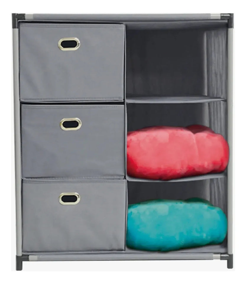 Organizador Multiusos con 3 Cajones y Compartimentos Abiertos
