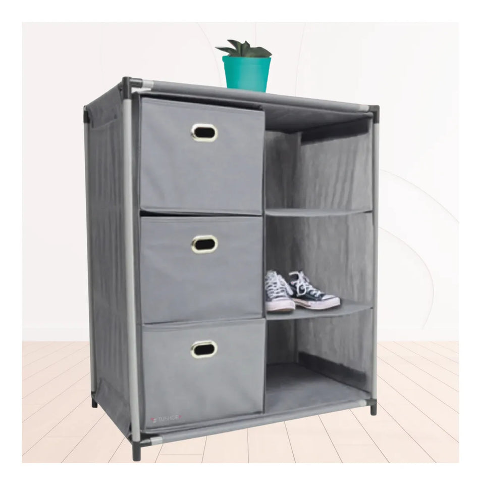 Organizador Multiusos con 3 Cajones y Compartimentos Abiertos