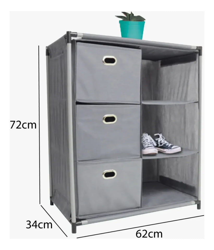 Organizador Multiusos con 3 Cajones y Compartimentos Abiertos
