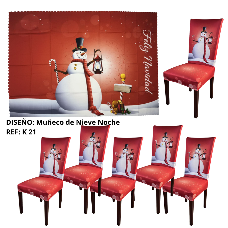 SET MANTEL +  6 FUNDAS  SILLA NAVIDEÑAS