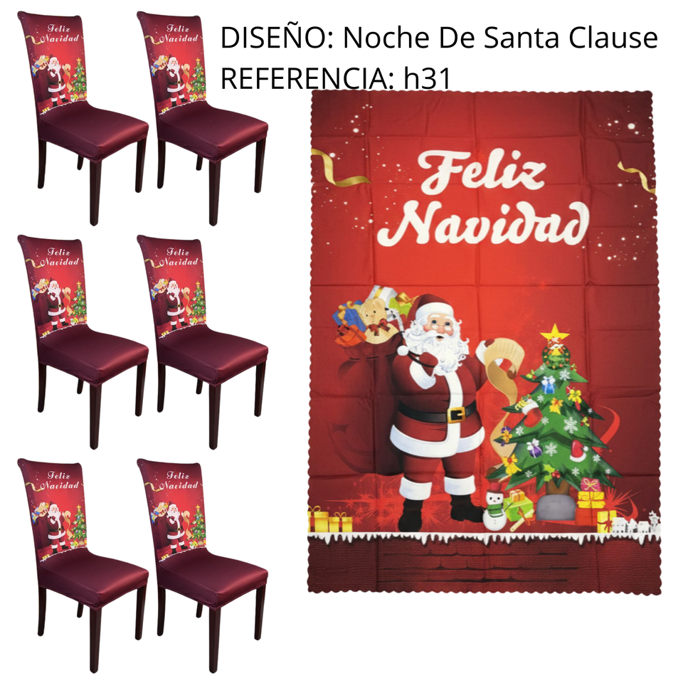 SET MANTEL +  6 FUNDAS  SILLA NAVIDEÑAS