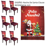 SET MANTEL +  6 FUNDAS  SILLA NAVIDEÑAS