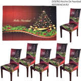 SET MANTEL +  6 FUNDAS  SILLA NAVIDEÑAS