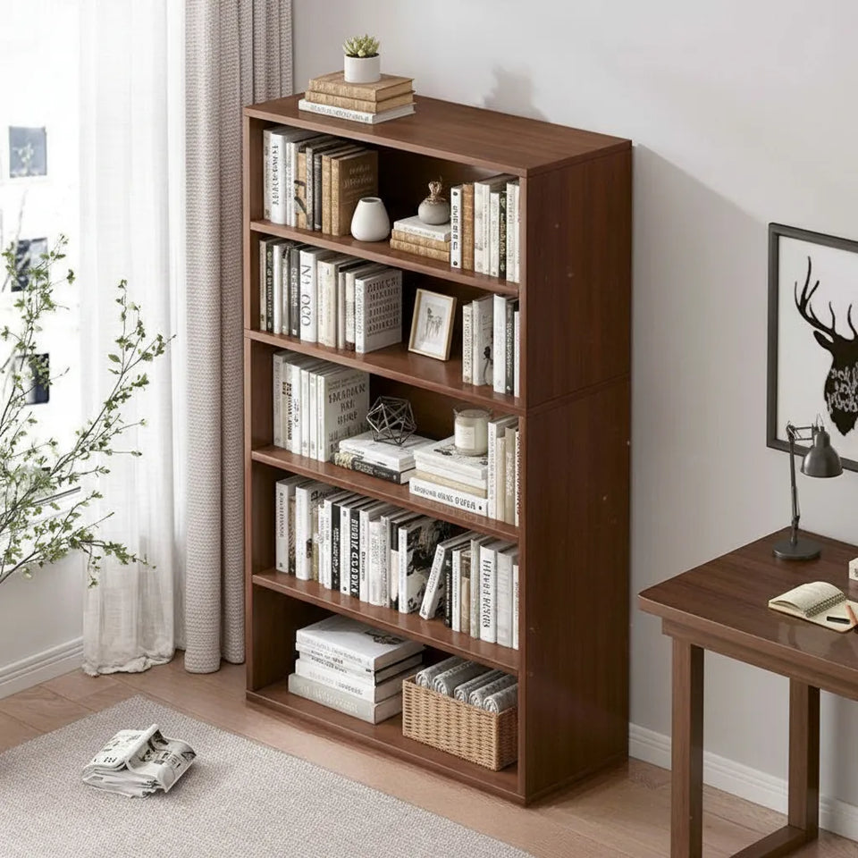 📚 Biblioteca Lisa Nogal Oscuro 60 × 24 × 137 cm – Atikus