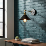 💡 LÁMPARA DE PARED INDUSTRIAL AJUSTABLE NEGRO Y DORADO
