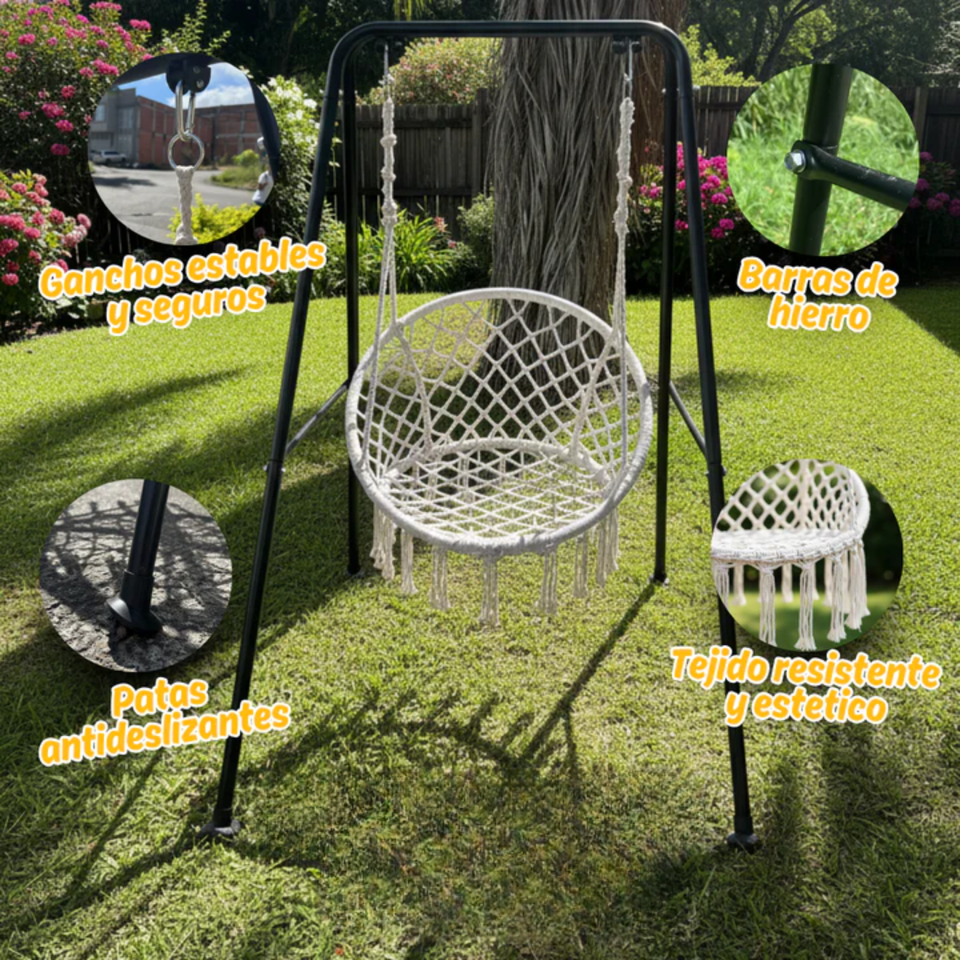 Silla Hamaca Colgante con Soporte Metálico