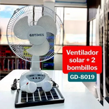 ☀️ Ventilador Solar con 2 Bombillos LED