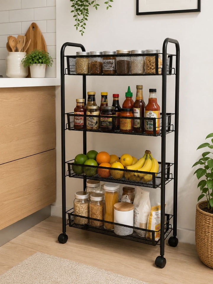 🗄️ ORGANIZADOR METÁLICO DE 4 NIVELES CON RUEDAS