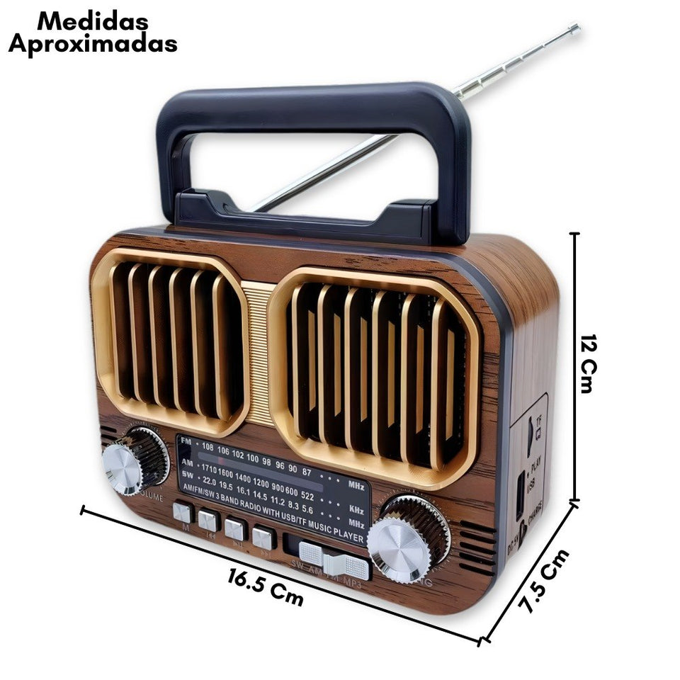 📻 RADIO PARLANTE RETRO VINTAGE RECARGABLE BLUETOOTH FX-324BT