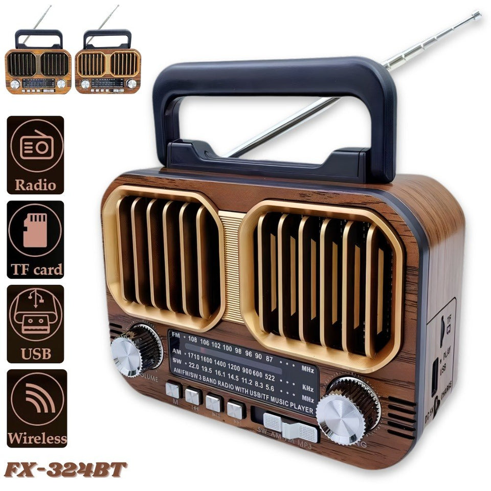 📻 RADIO PARLANTE RETRO VINTAGE RECARGABLE BLUETOOTH FX-324BT