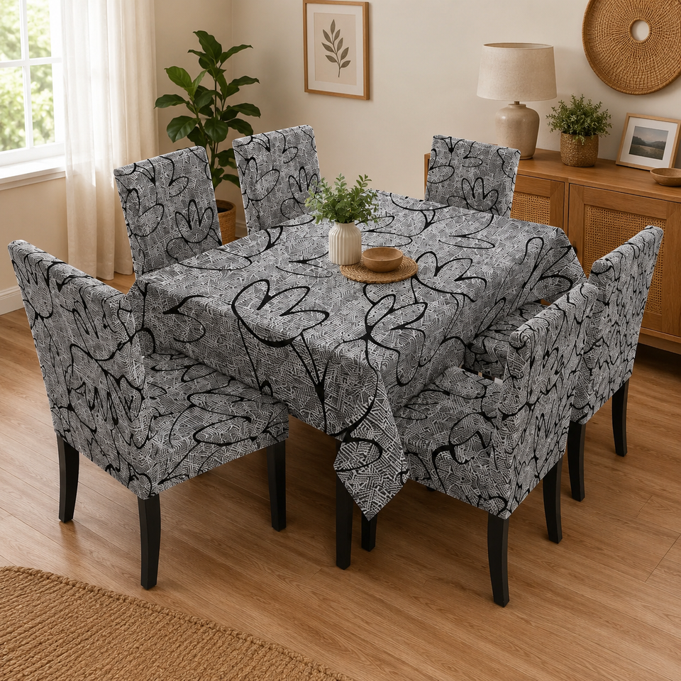 🍽️ COMBO MANTEL IMPERMEABLE + 6 FUNDAS PARA SILLAS DE COMEDOR