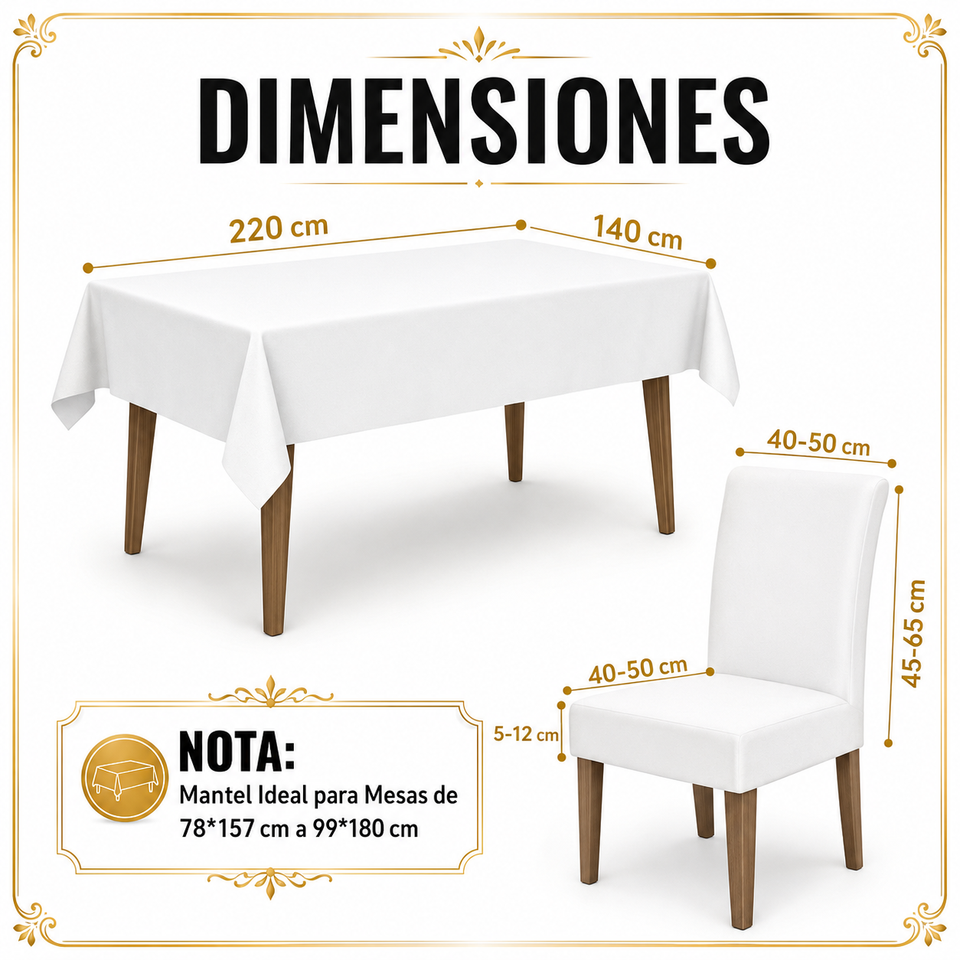 🍽️ COMBO MANTEL IMPERMEABLE + 6 FUNDAS PARA SILLAS DE COMEDOR