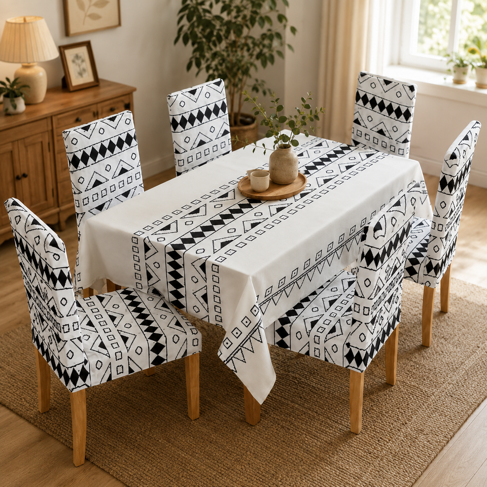 🍽️ COMBO MANTEL IMPERMEABLE + 6 FUNDAS PARA SILLAS DE COMEDOR