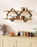 🏡 REPISA FLOTANTE HEXAGONAL DE MADERA SET X2