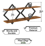 🏡 REPISA FLOTANTE HEXAGONAL DE MADERA SET X2