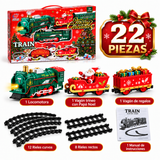 🚂🎄 TREN NAVIDEÑO ELÉCTRICO A VAPOR DE 22 PIEZAS *