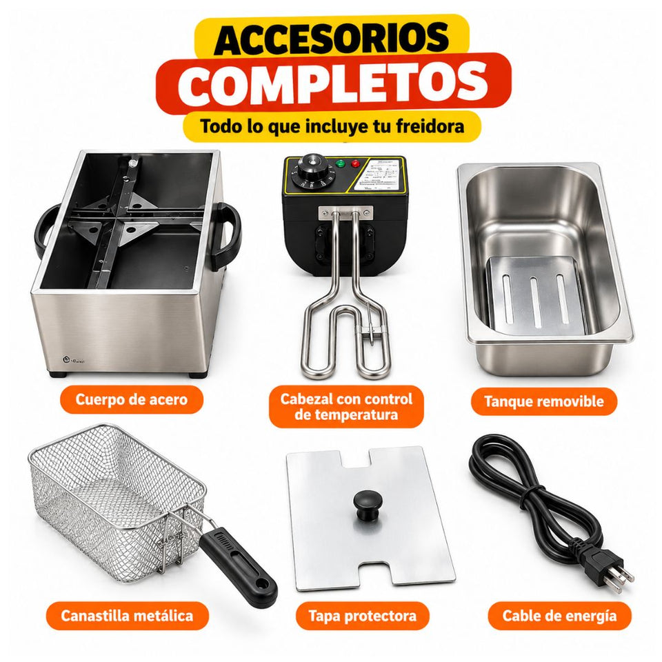 🍟🔥 FREIDORA ELÉCTRICA PROFESIONAL 3L A 6L – 1400W