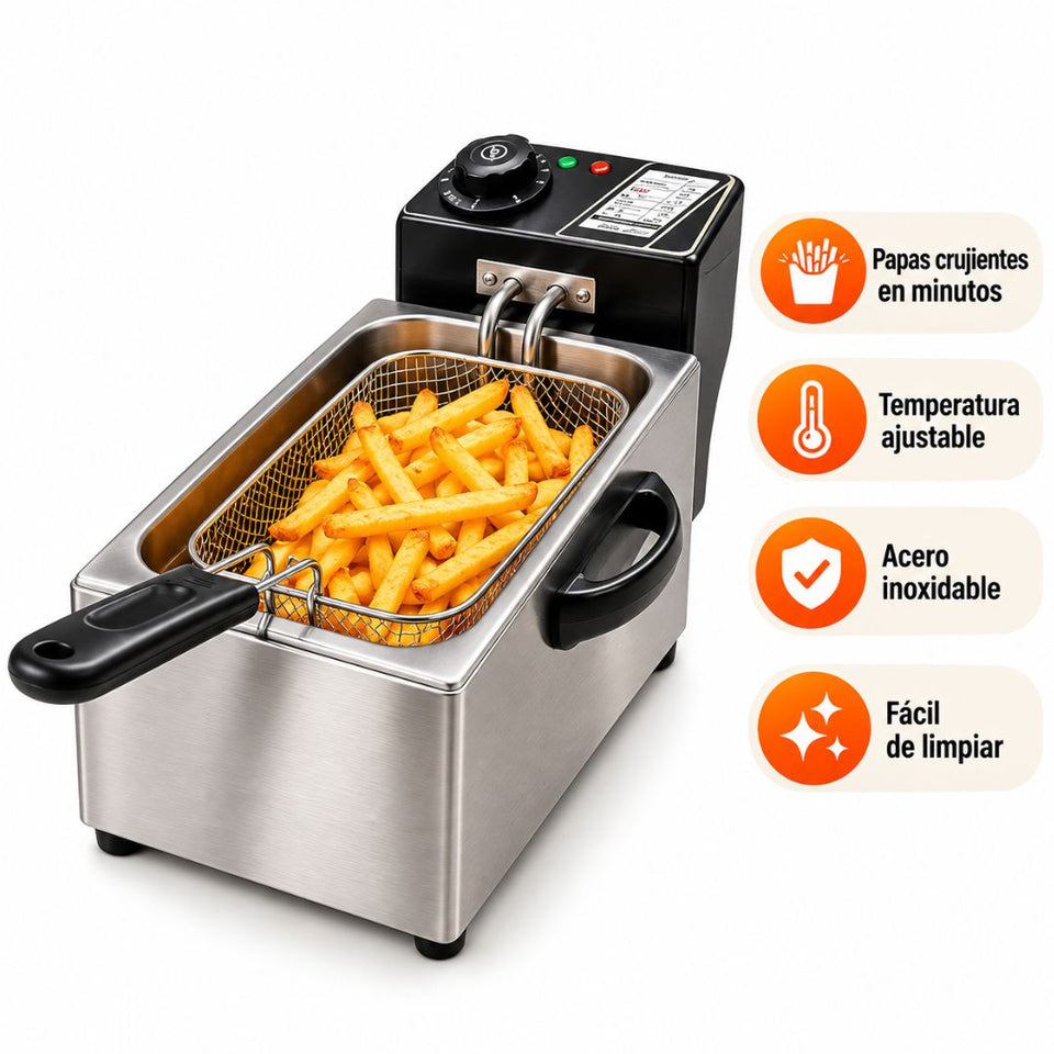 🍟🔥 FREIDORA ELÉCTRICA PROFESIONAL 3L A 6L – 1400W