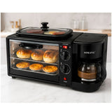 🍳 HORNO ELÉCTRICO 3 EN 1 CON CAFETERA Y PARRILLA