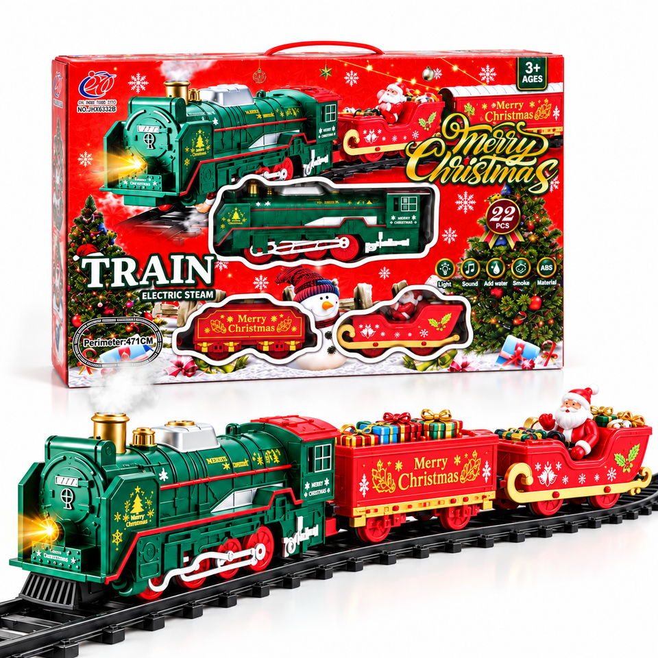 🚂🎄 TREN NAVIDEÑO ELÉCTRICO A VAPOR DE 22 PIEZAS *