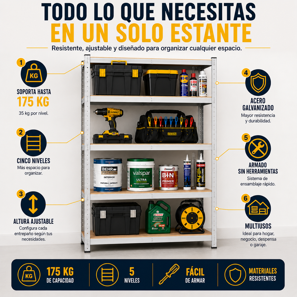 Estante Organizador Metálico de 5 Niveles