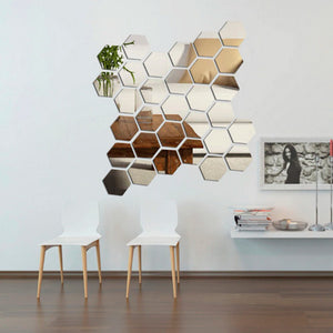 Espejos acrílicos hexagonales set de 10 unidades