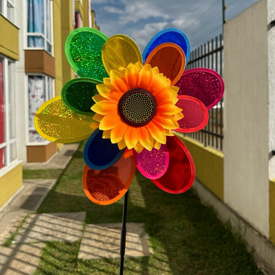 Girasol molino de viento para jardines (3 Girasoles)