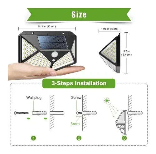 Lampara solar 100 luces