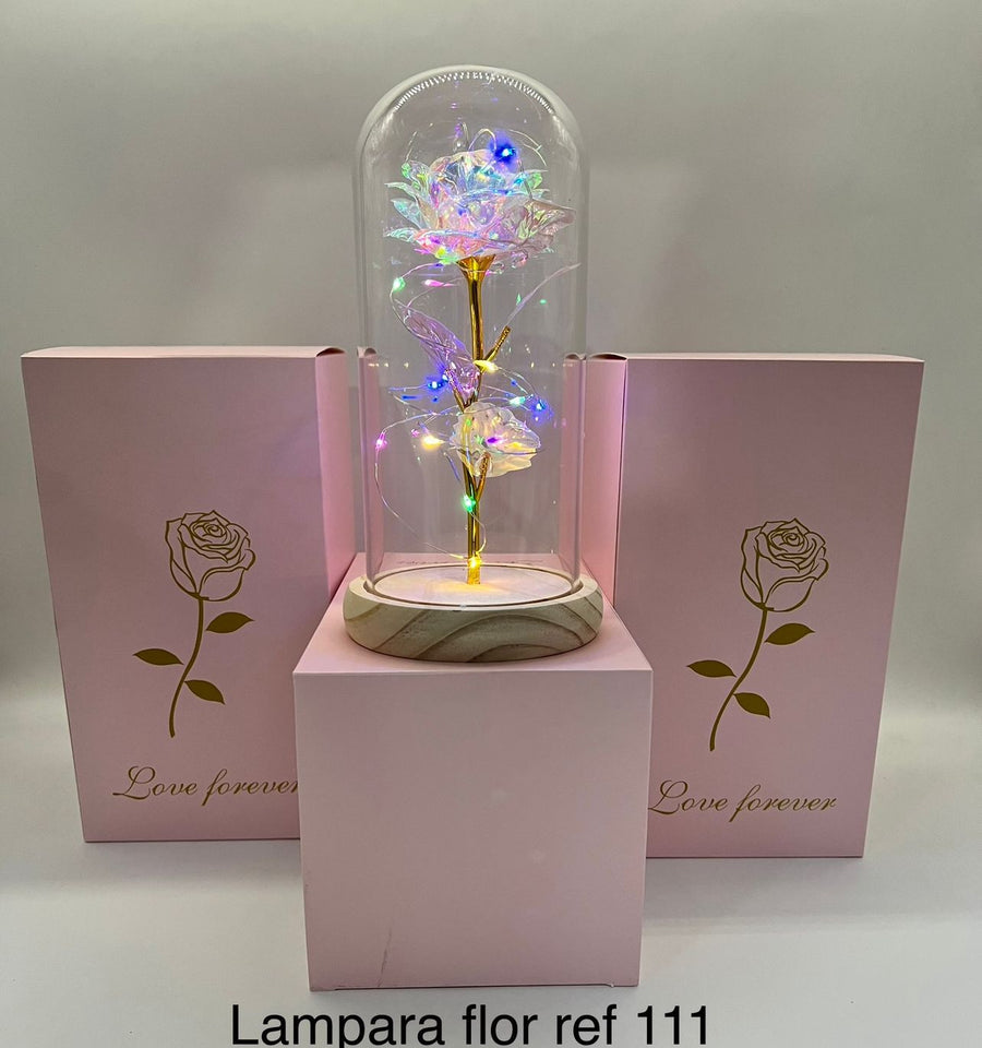 LAMPARA VIDRIO ROSA