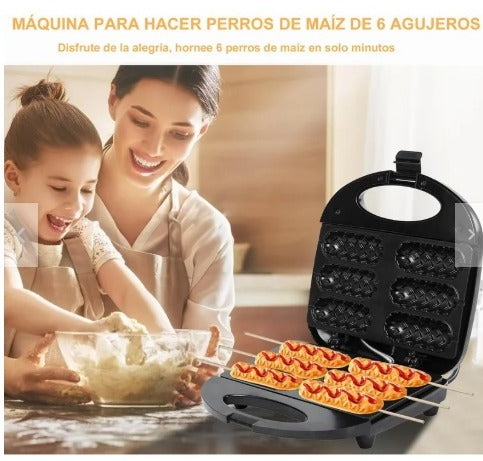 Máquina Eléctrica Multifuncional para Gofres, Perritos Calientes, Mini Muffins y Más