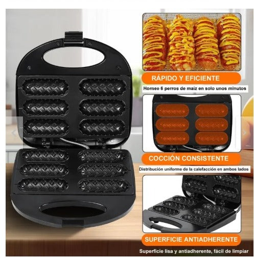 Máquina Eléctrica Multifuncional para Gofres, Perritos Calientes, Mini Muffins y Más