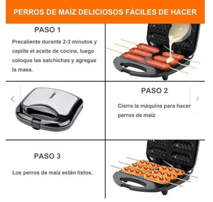 Máquina Eléctrica Multifuncional para Gofres, Perritos Calientes, Mini Muffins y Más