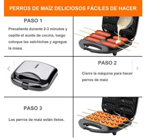 Máquina Eléctrica Multifuncional para Gofres, Perritos Calientes, Mini Muffins y Más