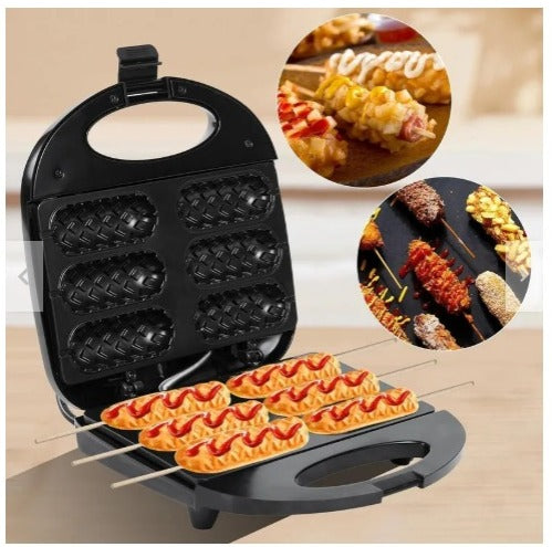 Máquina Eléctrica Multifuncional para Gofres, Perritos Calientes, Mini Muffins y Más