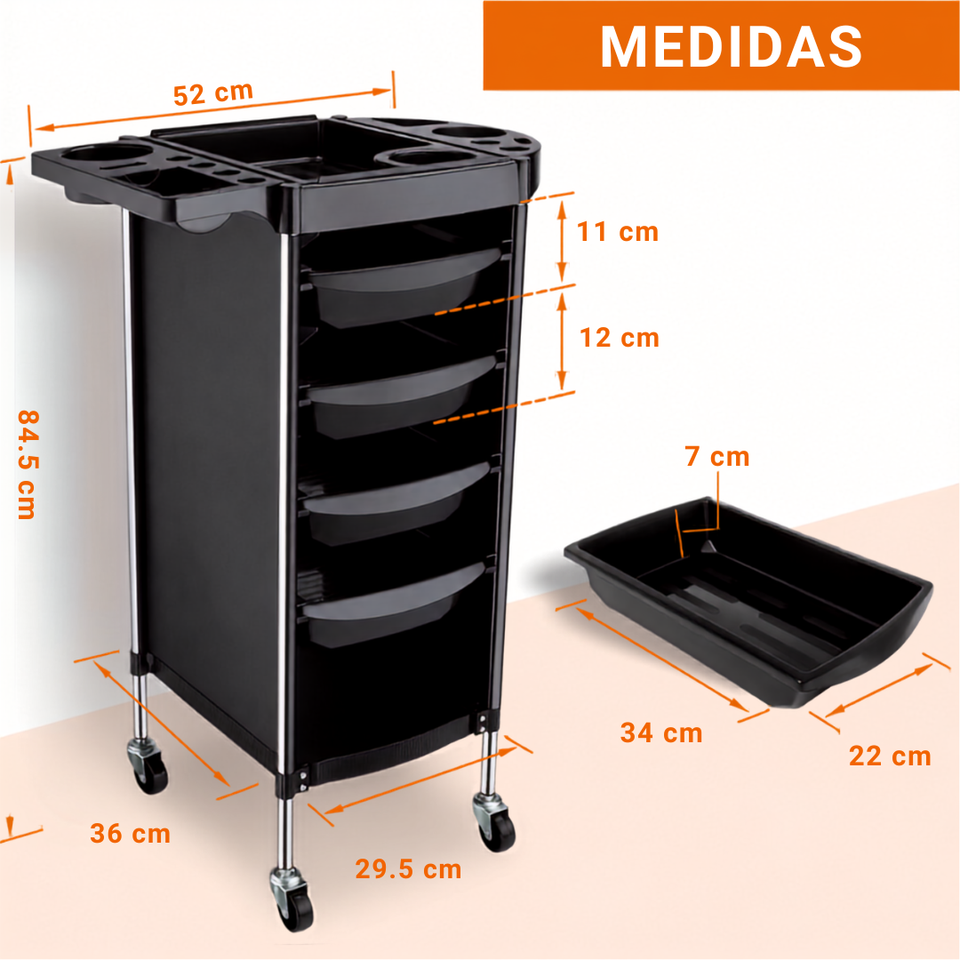 💇 CARRITO PROFESIONAL PARA SALÓN CON 4 CAJONES
